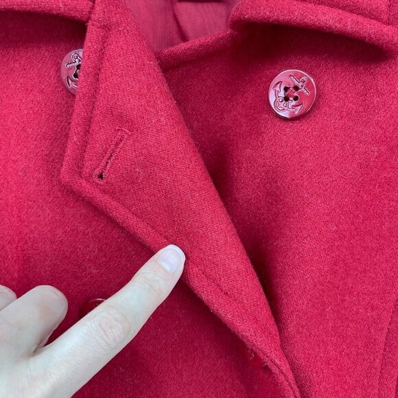 Pendleton Red Merino Wool Double Breasted Pea Coat Jacket Collared - Picture 4 of 8